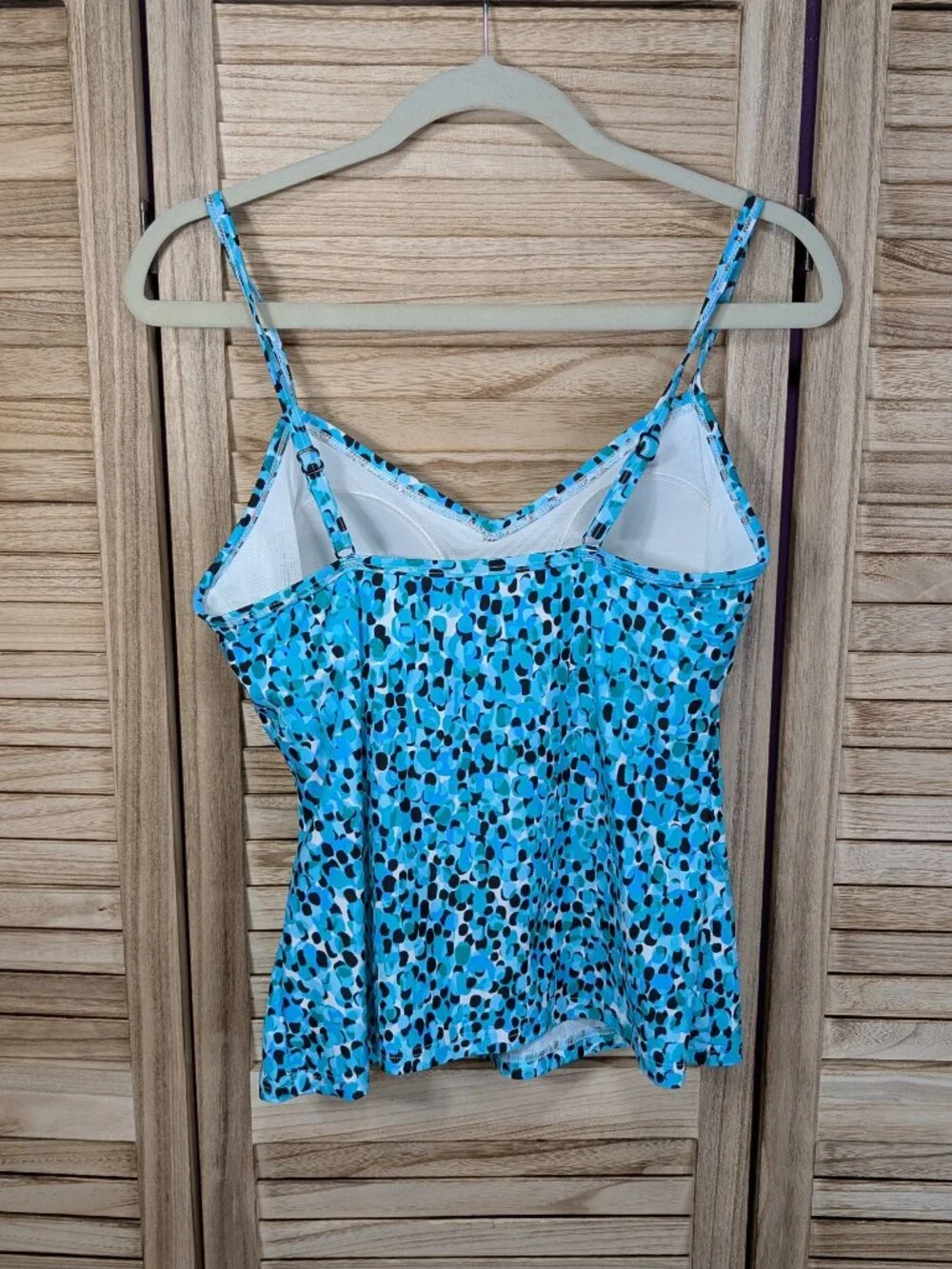 Croft & Barrow Blue Speckled Spaghetti Strap Tankini Size 14
